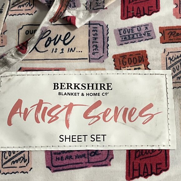 Berkshire Sheet Set Artist Series Pink Love Valentines Tickets Novelty Set Full - Picture 8 of 8